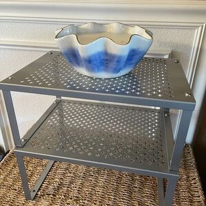 Somgmics Two Level Metal Decorative Shelf with Heavy 21 Ounce Swirl Bowl Candle